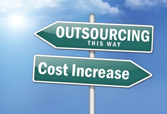 Way Signs "Outsourcing, This Way - Cost Increase"